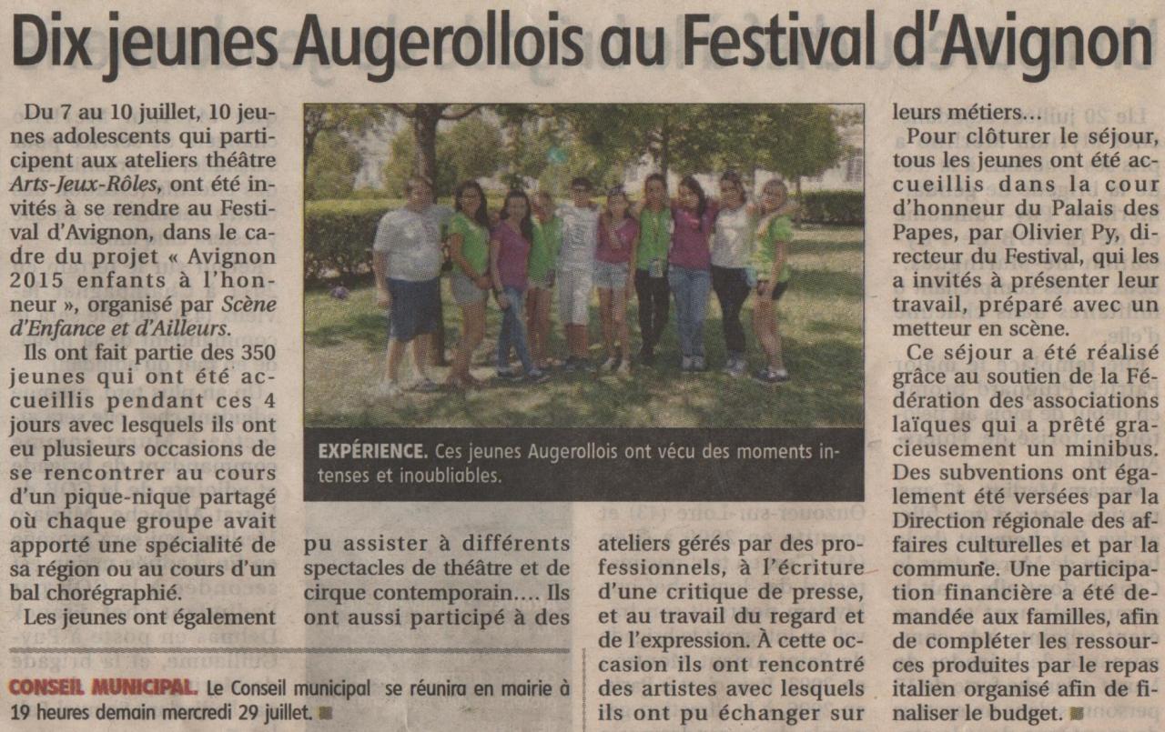 10 jeunes d'Arts-Jeux-Rôles au festival d'Avignon